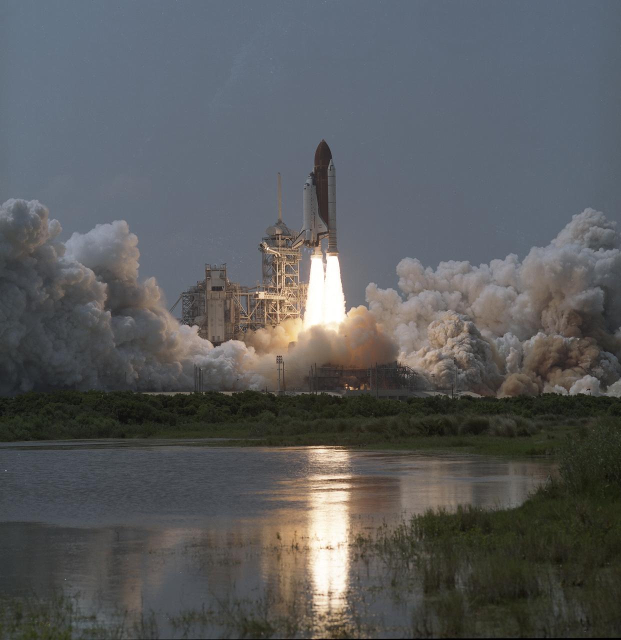 The STS-30 mission launched aboard the Space Shuttle Atlantis on May 4, 1989 at 2:46:59pm (EDT) carrying a crew of five. Aboard were Ronald J. Grabe, pilot; David M. Walker, commander; and mission specialists Norman E. Thagard, Mary L. Cleave, and Mark C. Lee. The primary payload for the mission was the Magellan/Venus Radar mapper spacecraft and attached Inertial Upper Stage (IUS).