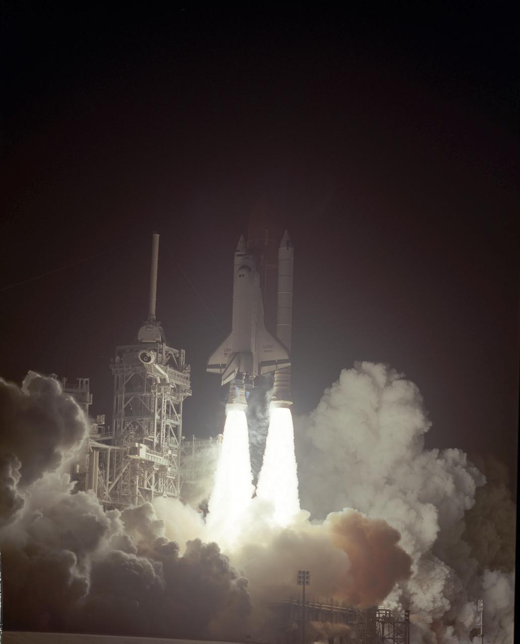 The STS-36 mission launch aboard the Space Shuttle Orbiter Atlantis on February 28, 1990 at 2:50:22am (EST). The crew featured five astronauts who served in the 6th Department of Defense (DOD) mission: John H. Creighton, commander; John H. Caster, pilot; and mission specialists Pierre J. Thuot, Richard M. (Mike) Mullane, and David. C. Hilmers. 
