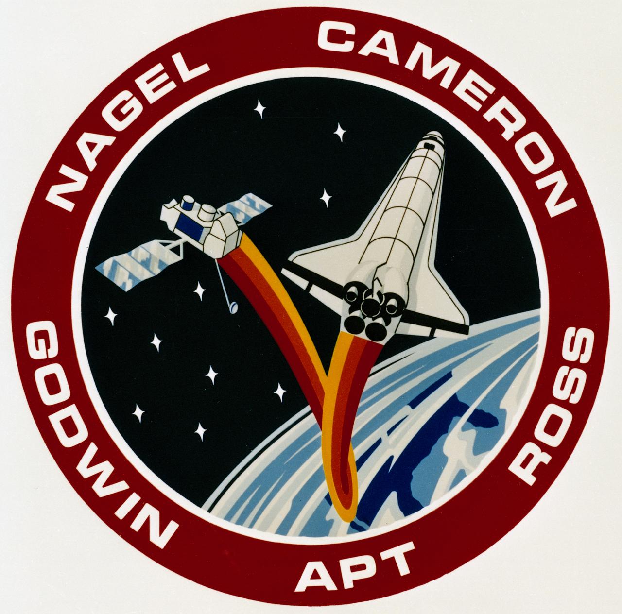 The principal theme of the STS-37 patch, designed by astronaut crewmembers, is the primary payload -- Gamma Ray Observatory (GRO) -- and its relationship to the Space Shuttle. The Shuttle and the GRO are both depicted on the patch and are connected by a large gamma. The gamma symbolizes both the quest for gamma rays by GRO as well as the importance of the relationship between the manned and unmanned elements of the United States space program. The Earth background shows the southern portion of the United States under a partial cloud cover while the two fields of three and seven stars, respectively, refer to the STS-37 mission designation. 