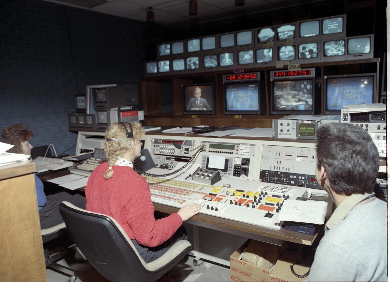 The primary objective of the STS-35 mission was round the clock observation of the celestial sphere in ultraviolet and X-Ray astronomy with the Astro-1 observatory which consisted of four telescopes: the Hopkins Ultraviolet Telescope (HUT); the Wisconsin Ultraviolet Photo-Polarimeter Experiment (WUPPE); the Ultraviolet Imaging Telescope (UIT); and the Broad Band X-Ray Telescope (BBXRT). The Huntsville Operations Support Center (HOSC) Spacelab Payload Operations Control Center (SL POCC) at the Marshall Space Flight Center (MSFC) was the air/ground communication channel used between the astronauts and ground control teams during the Spacelab missions. Teams of controllers and researchers directed on-orbit science operations, sent commands to the spacecraft, received data from experiments aboard the Space Shuttle, adjusted mission schedules to take advantage of unexpected science opportunities or unexpected results, and worked with crew members to resolve problems with their experiments. Pictured is the TV OPS area of the SL POCC.