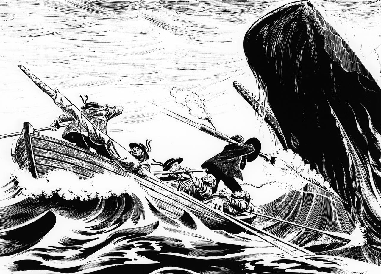 As far back as 1821, sailors hunted whales using rocket-propelled harpoons. These rocket harpoons were launched from a shoulder-held tube equipped with a circular black shield.
