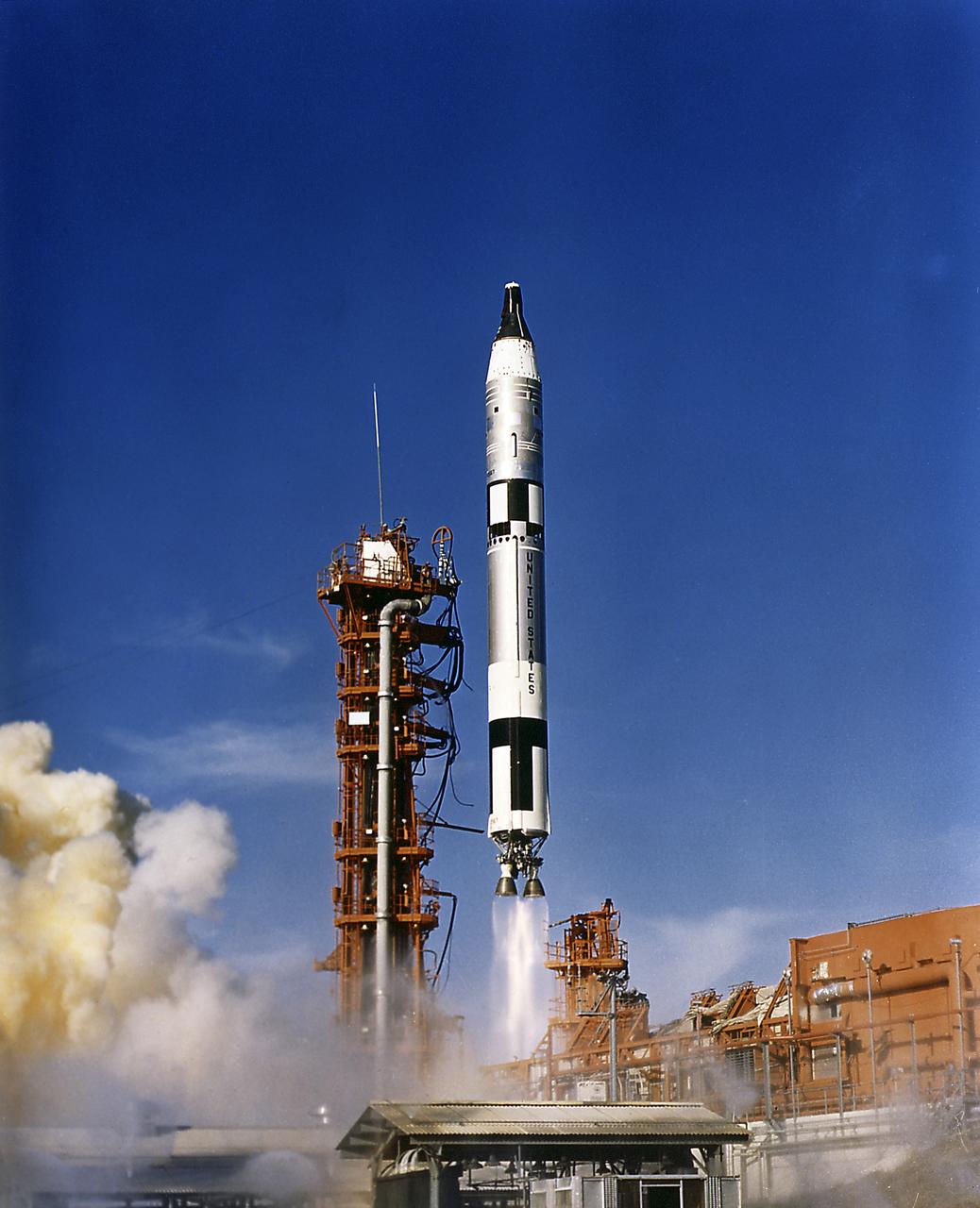 The Gemini 12 astronauts James Lovell and Edwin Aldrin lifted off aboard a Titan launch vehicle from the Kennedy Space Center on November 11, 1966, an hour and a half after their Agena target vehicle was orbited by an Atlas rocket. Launched atop an Atlas booster, the Agena target vehicle (ATV) was a spacecraft used by NASA to develop and practice orbital space rendezvous and docking techniques in preparation for the Apollo program lunar missions. The objective was for Agena and Gemini to rendezvous in space and practice docking procedures. An intermediate step between Project Mercury and the Apollo Program, the Gemini Program's major objectives were to subject two men and supporting equipment to long duration flights, to perfect rendezvous and docking with other orbiting vehicles, methods of reentry, and landing of the spacecraft.     