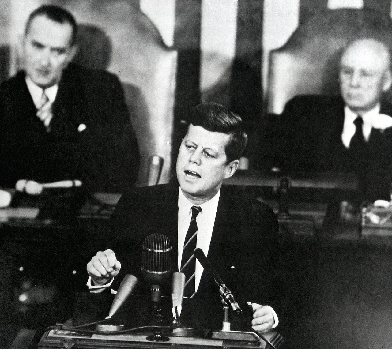 Speaking to Congress and the Nation at the joint session of Congress on May 25, 1961, President Kennedy said : "I believe that this Nation should commit itself to achieving the goal, before this decade is out, of landing a man on the Moon and returning him safely to Earth." National Aeronautic and Space Administration (NASA) achieved the goal of the first manned lunar landing on July 20, 1969. 