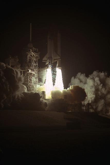 The second try works like a charm as the Space Shuttle Discovery (STS-56) lifts off from Launch Pad 39B. The first attempt to launch was halted at T-11 seconds on April 6th. Aboard for the second shuttle mission of 1993 were a crew of five and the Atmospheric Laboratory for Applications and Science 2 (ATLAS 2), the second in a series of missions to study the sun's energy output and Earth's middle atmosphere chemical make-up, and how these factors affect levels of ozone.