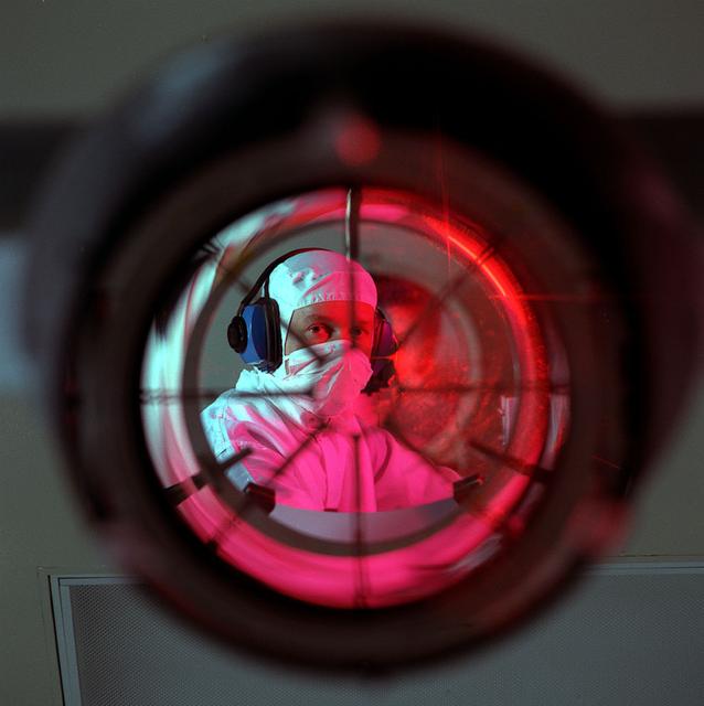 Advanced X-Ray Astrophysics Facility-S (AXAF-S) nickel prototype mirror optical test setup.