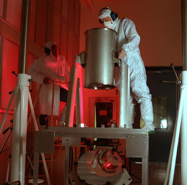 Advanced X-Ray Astrophysics Facility-S (AXAF-S) nickel prototype mirror optical test setup.