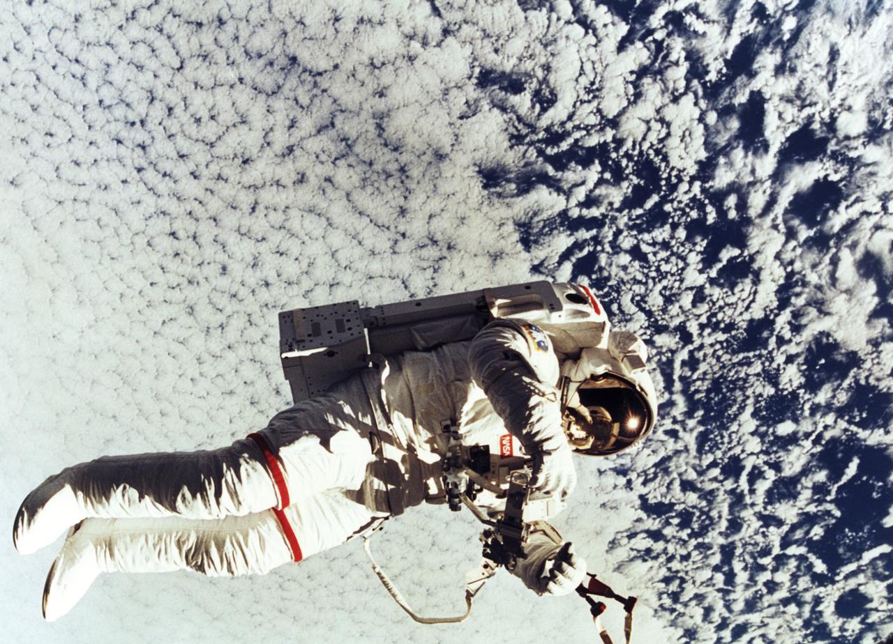 Astronaut Mark Lee floats freely as he tests the new backpack called the Simplified Aid for EVA Rescue (SAFER) system. SAFER is designed for use in the event a crew member becomes untethered while conducting an EVA. The STS-64 mission marked the first untethered U.S. EVA in 10 years, and was launched on September 9, 1994, aboard the Space Shuttle Orbiter Discovery.