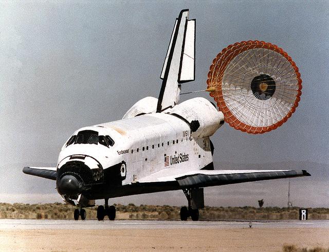 The Space Shuttle Endeavour (STS-67) lands at Edwards Air Force Base in southern California after successfully completing NASA's longest plarned shuttle mission. The seven-member crew conducted round-the-clock observations with the ASTRO-2 observatory, a trio of telescopes designed to study the universe of ultraviolet astronomy. Because of Earth's protective ozone layer ultraviolet light from celestial objects does not reach gound-based telescopes, and such studies can only be conducted from space.