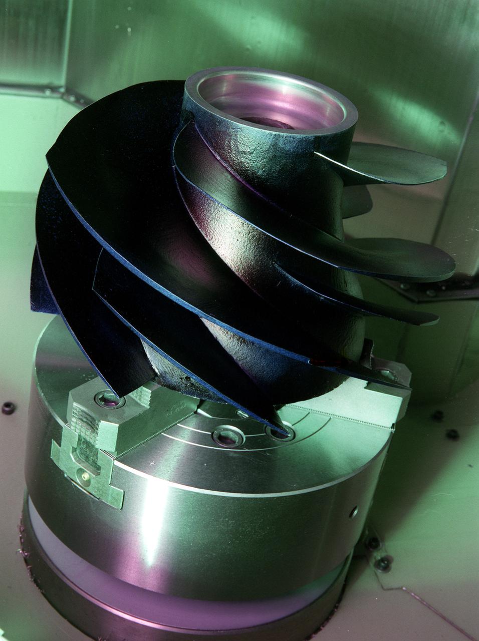 Marshall space Flight Center engineers helped North American Marine Jet (NAMJ), Inc. improve the proposed design of a new impeller for a jet-propulsion system. With a three-dimensional computer model of the new marine jet engine blades, engineers were able to quickly create a solid polycarbonate model of it. The rapid prototyping allowed the company to avoid many time-consuming and costly steps in creating the impeller.