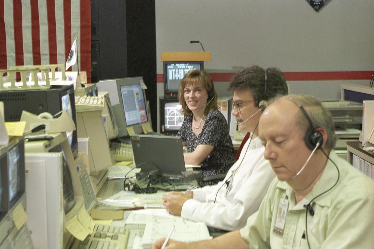 Launched on June 20, 1996, the STS-78 mission’s primary payload was the Life and Microgravity Spacelab (LMS), which was managed by the Marshall Space Flight Center (MSFC). During the 17 day space flight, the crew conducted a diverse slate of experiments divided into a mix of life science and microgravity investigations. In a manner very similar to future International Space Station operations, LMS researchers from the United States and their European counterparts shared resources such as crew time and equipment. Five space agencies (NASA/USA, European Space Agency/Europe (ESA), French Space Agency/France, Canadian Space Agency /Canada, and Italian Space Agency/Italy) along with research scientists from 10 countries worked together on the design, development and construction of the LMS. This photo represents Data Management Coordinators monitoring the progress of the mission at the Huntsville Operations Support Center (HOSC) Spacelab Payload Operations Control Center (SL POCC) at MSFC. Pictured are assistant mission scientist Dr. Dalle Kornfeld, Rick McConnel, and Ann Bathew.