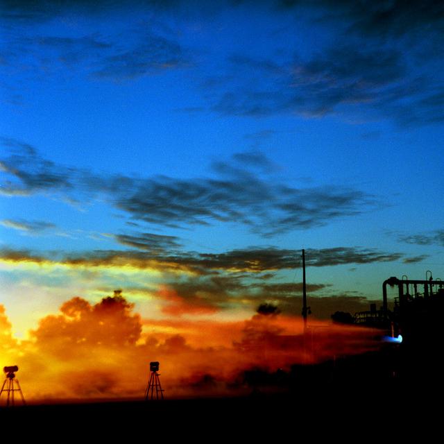 As the sun sets across the Alabama country side, engineers at Marshall's Test Stand 116 perform an endurance test on a 750K experimental engine.