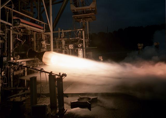 A 40 K Fastrac II duration test performed at Marshall Test Stand 116. The purpose of this test was to gauge the length of time between contact of TEA (Triethylenealuminum) and LOX (liquid oxygen) as an ignitor for the Fastrac engine.