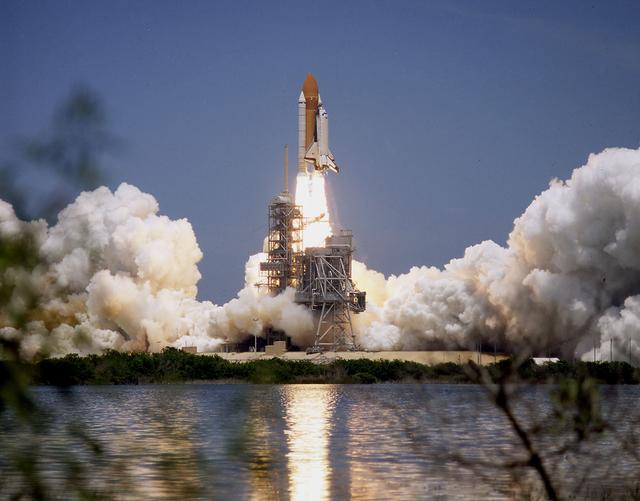 The Space Shuttle Columbia (STS-94) soared from Launch Pad 39A begirning its 16-day Microgravity Science Laboratory -1 (MSL-1) mission. The launch window was opened 47 minutes earlier than the originally scheduled time to improve the opportunity to lift off before Florida summer rain showers reached the space center. During the space flight, the MSL-1 was used to test some of the hardware, facilities and procedures that were planned for use on the International Space Station which were managed by scientists and engineers from the Marshall Space Flight Center, while the flight crew conducted combustion, protein crystal growth and materials processing experiments. Also onboard was the Hitchhiker Cryogenic Flexible Diode (CRYOFD) experiment payload, which was attached to the right side of Columbia's payload bay. These payloads had previously flown on the STS-83 mission in April, which was cut short after nearly four days because of indications of a faulty fuel cell. STS-94 was a reflight of that mission.