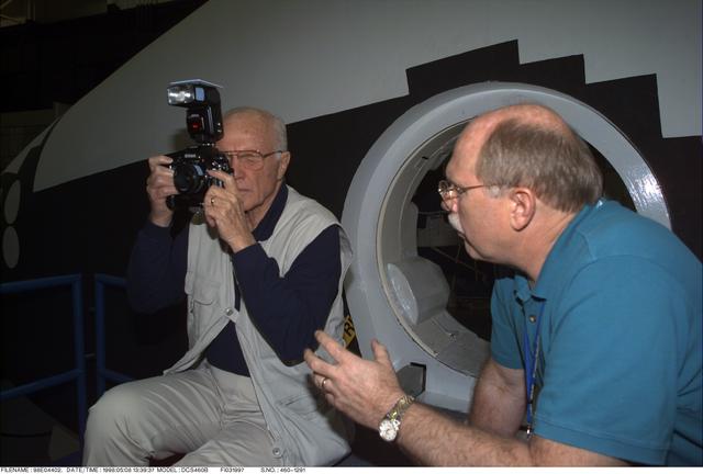 NASA image: STS-95 mission specialist Senator John Glenn in FFT on 05-08-98