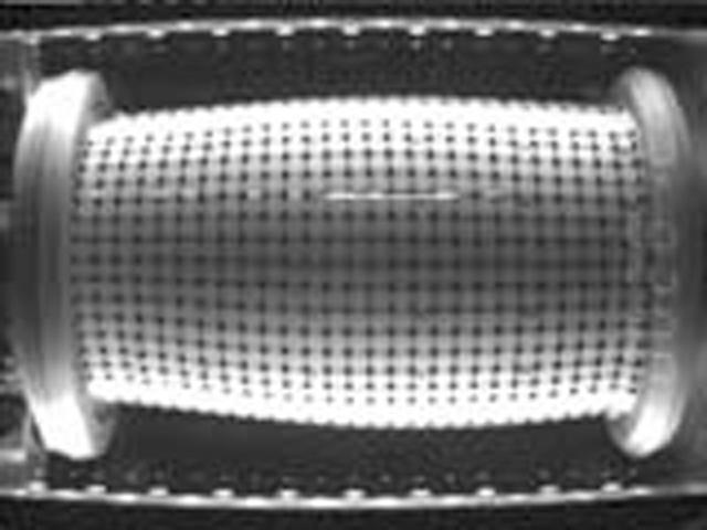 Test cells comprise specimen sand contained in a latex membrane (with a grid pattern for CCD cameras) between metal end plates and housed in a water-filled Lexan jacket. Experiment flown on STS-79 and STS-89. Principal Investigator: Dr. Stein Sture.