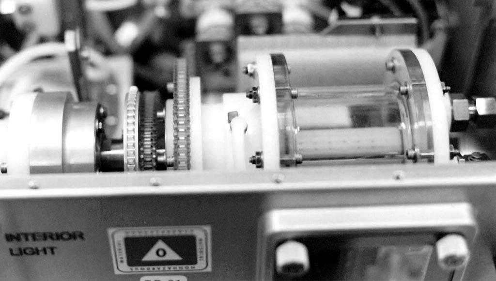 The bioreactor assembly within the flight unit.