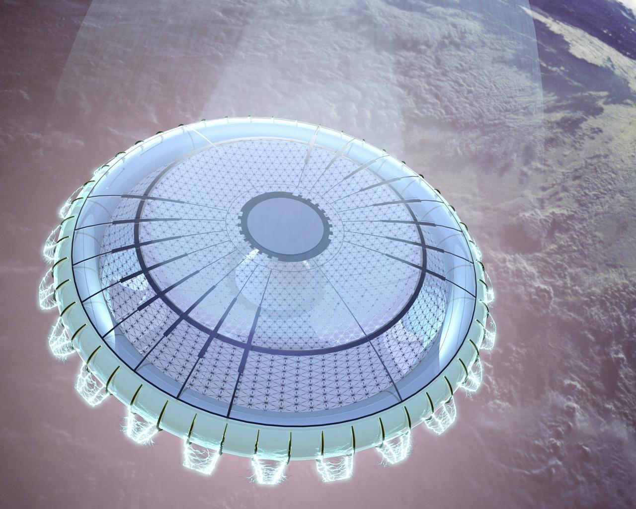 Looking like an alien space ship or a flying saucer the Microwave Lightcraft is an unconventional launch vehicle approach for delivering payload to orbit using power transmitted via microwaves. Microwaves re beamed from either a ground station or an orbiting solar power satellite to the lightcraft. The energy received breaks air molecules into a plasma and a magnetohydrodynamic fanjet provides the lifting force. Only a small amount of propellant is required for circulation, attitude control and deorbit.