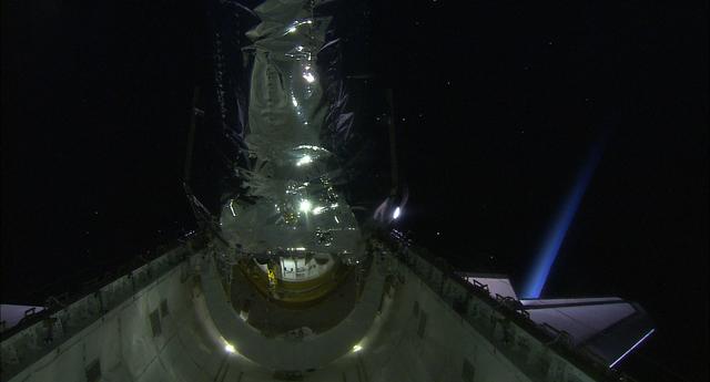 NASA image: Views of the Chandra telescope take with HDTV on STS-93