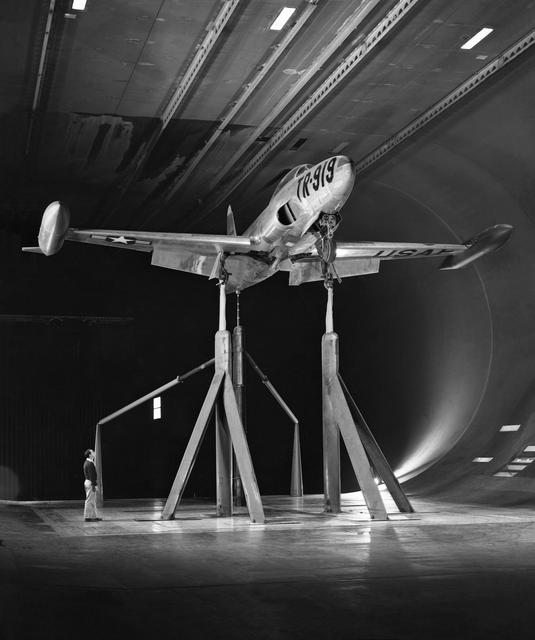 NASA image: The Lockheed T-33 modified for area-suction leading-edge and trailing edge flaps.