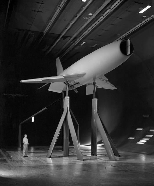 NASA image: McDonnell F4H Model in Ames 40X80 foot Wind Tunnel.