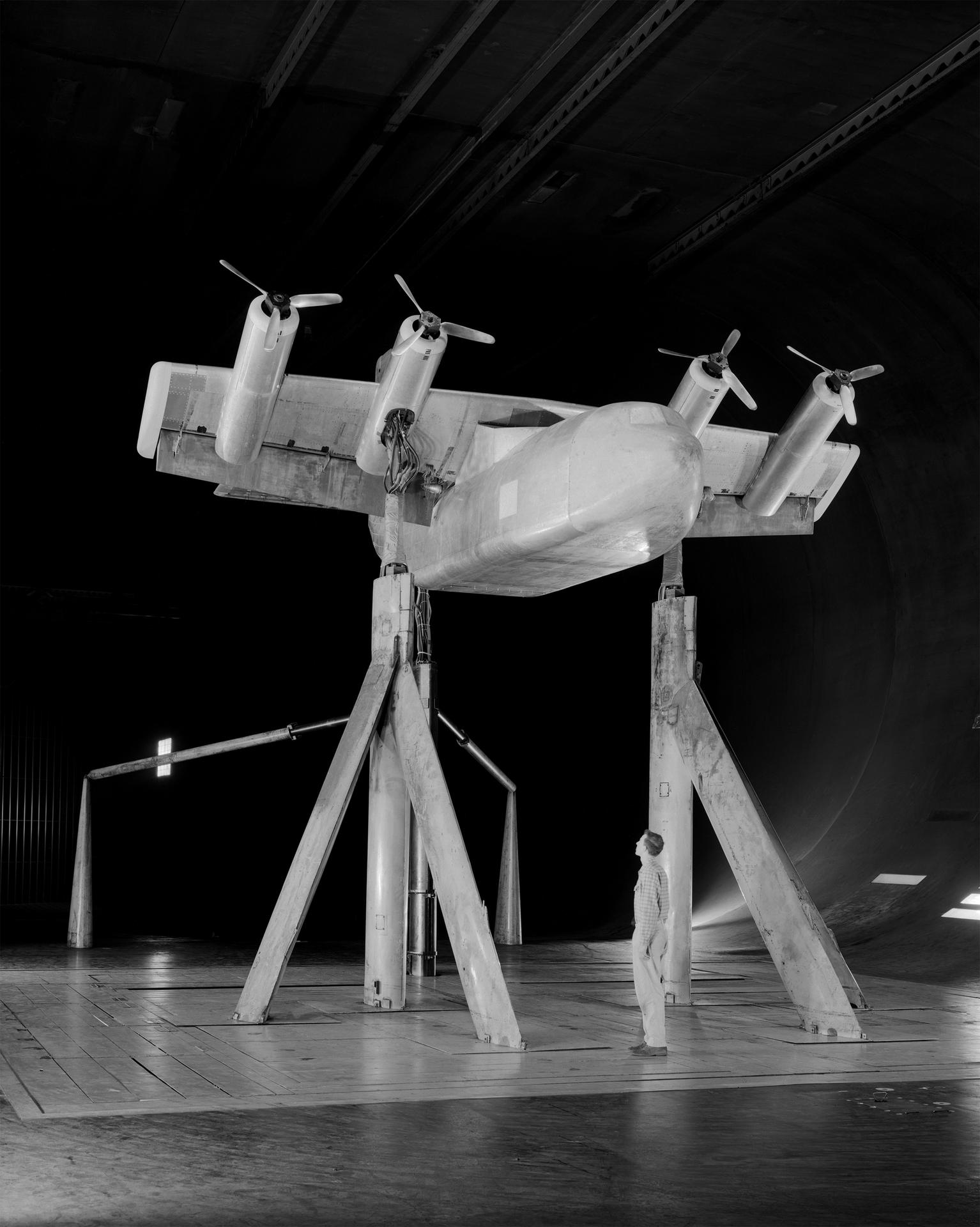 A-25998. Tilt-Wing/Propeller Model With Blowing Flaps Tested in the 40x80 foot Wind Tunnel at NASA Ames.
