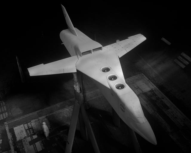 NASA image: Lift engine VSTOL fighter model, with jet engines.