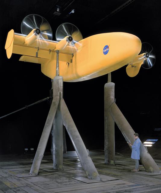 NASA image: Rotating Cylinder Applied To Flaps In 40X80 Foot Wind Tunnel.