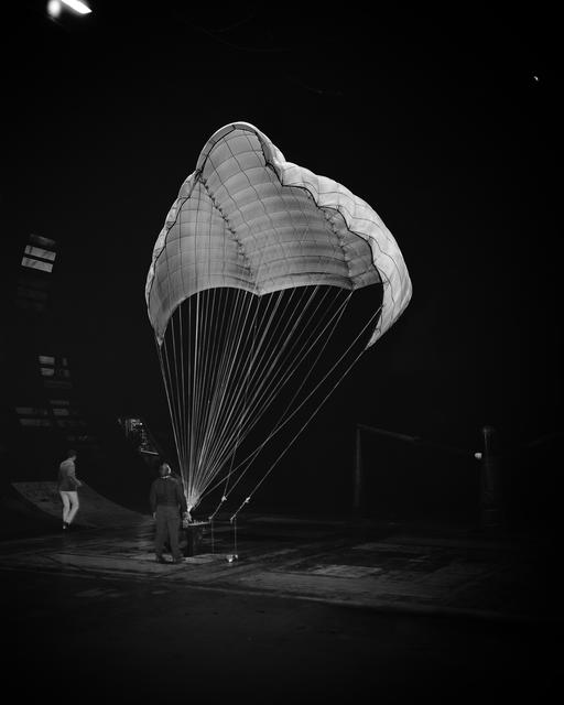 NASA image: Langley Parawing Flying Vertically in 40x80 Foot Wind Tunnel.