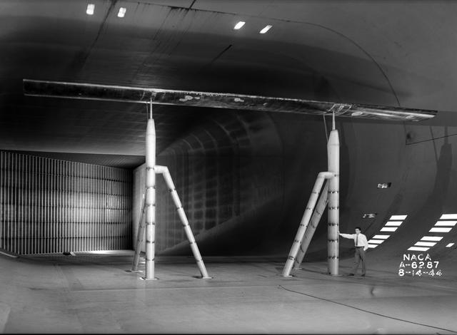 NASA image: A Clark Y Airfoil, mounted in the 40x80 foot wind tunnel.
