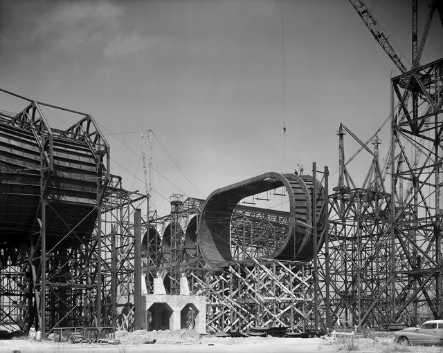 NASA image: Construction of the Ring leading to the Test Section of the Ames 40x80 Foot Wind Tunnel.