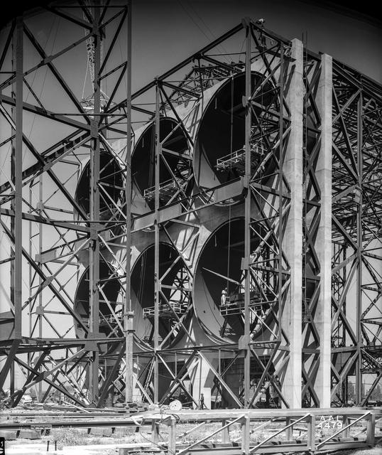 NASA image: Construction of the Fan Drive Enclosure of the 40x80 Foot Wind Tunnel at Ames.
