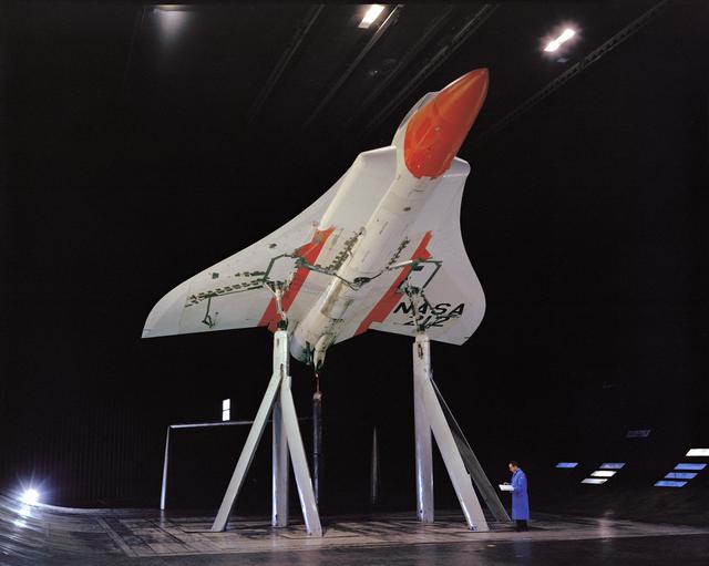 NASA image: F-5D Airplane modified to "ogee" platform inlet plug installed in Ames 40x80 foot wind tunnel.