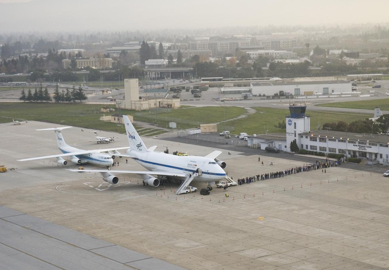 NASA's new SOFIA observatory shared the ramp with its predecessor, the now-retired Kuiper Airborne Observatory, during open house at NASA Ames Research Center.