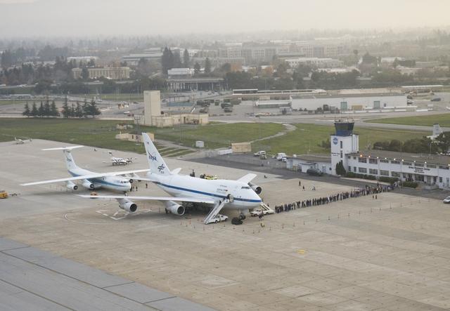 NASA image: NASA's new SOFIA observatory shared the ramp with its predecessor, the now-retired Kuiper Airborne Observatory, during open house at NASA Ames Research Center