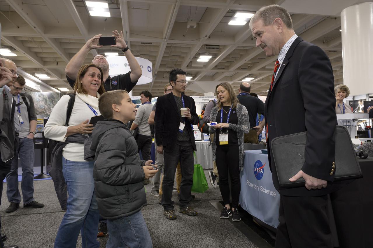 Associate Administrator for NASA's Science Mission Directorate and former astronaut John M. Grunsfeld talked to the attendees of the The American Geophysical Union (AGU) meet at the Moscone Center in San Francisco, California.  New results presented at the meeting show atmospheric rivers, significant sources of rainfall, tend to intensify during Nino events, and this years strong El Nino likely will bring more precipitation to California and some relief for the drought.