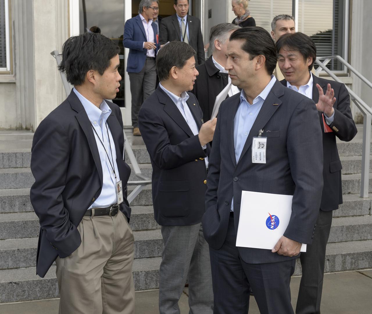Senior executives from the Renault-Nissan Alliance visited Ames meet with Ames management and gather for a Autonomous Drive demo. Shown here left to right is Terry Fong, Ames Research Center and Jose Munoz, Chairman, Nissan North America.