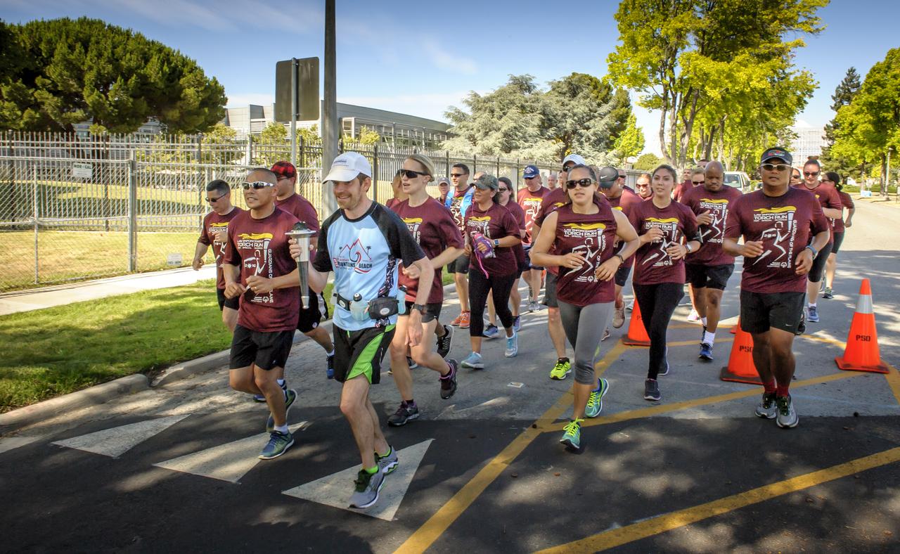 The Special Olympics Torch makes it’s way through NASA Ames Research Park on it’s way to a hand-off in Mountain View, CA.
