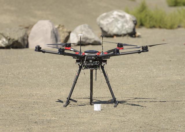 NASA image: The Earth Science Unmanned Aerial System (UAS) Demonstration in the Rover Scape at NASA's Ames Research Center.