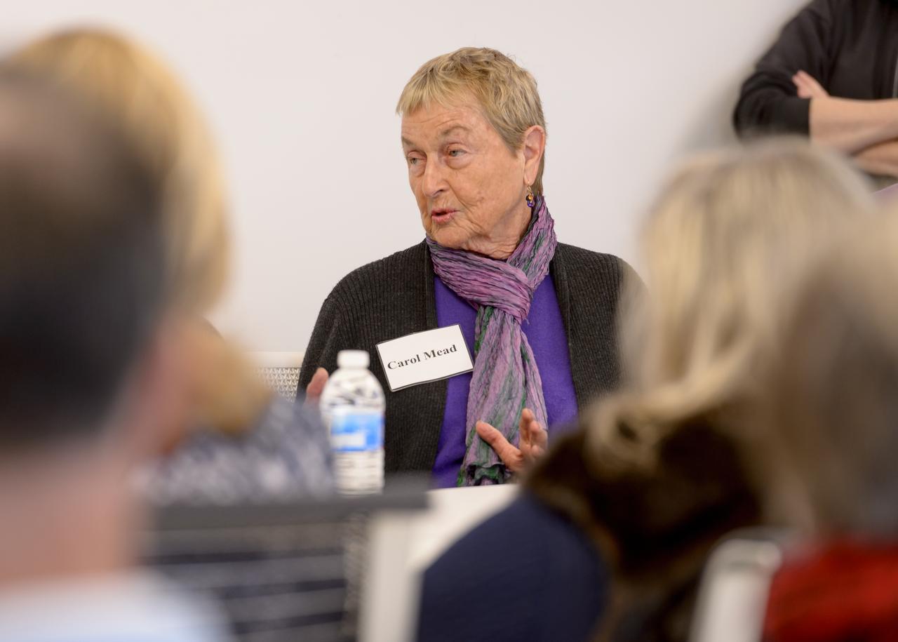 Ames Women's Influence Network (WIN) Hidden Figures talk with "Computers" Carolyn Hofstetter and Carol Mead co-sponsored by the AAAG. Computer Carol Mead during Q& A