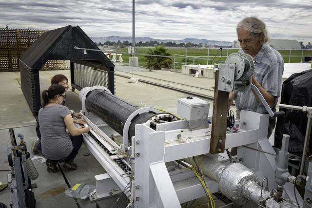 NASA image: Peregrine Rocket Motor Test at the Ames Outdoor Aerodynamic Research Facility (OARF).