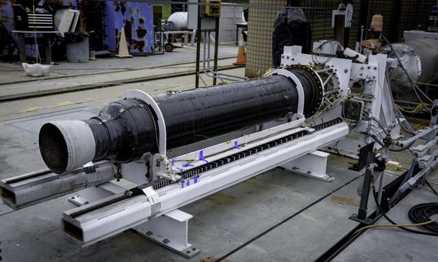 NASA image: Peregrine Rocket Motor Test at the Ames Outdoor Aerodynamic Research Facility (OARF).