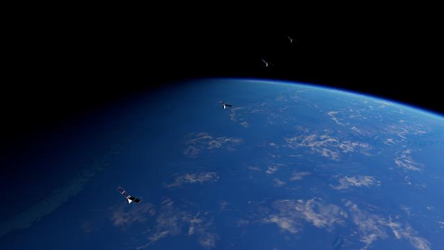 NASA image: Starling’s four CubeSats from overhead in low Earth orbit (ill
