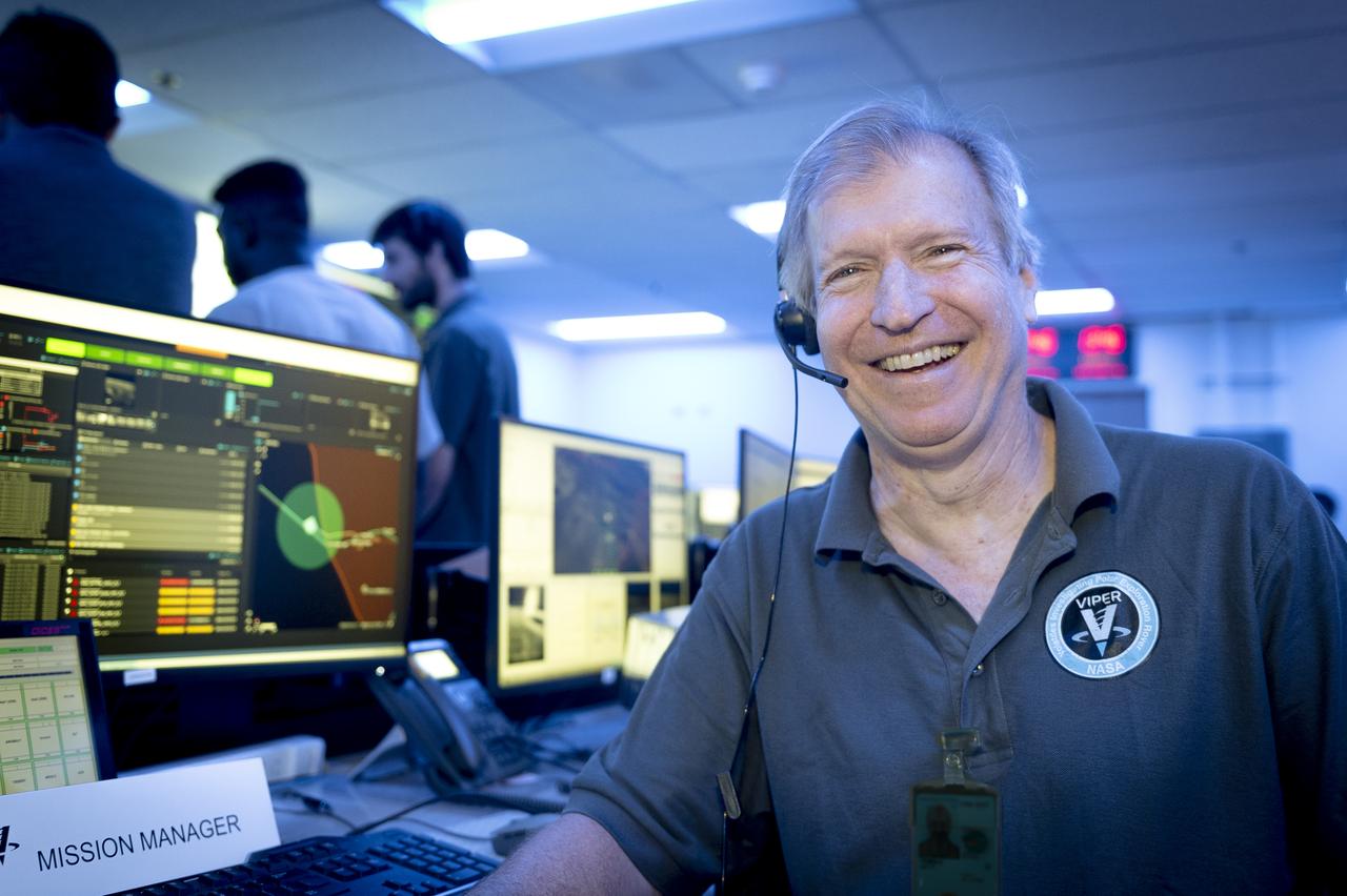 Location portrait of Jay Trimble in the Multi-Mission Operations Center (MMOC), N240, for the Volatiles Investigating Polar Exploration Rover (VIPER) mission.