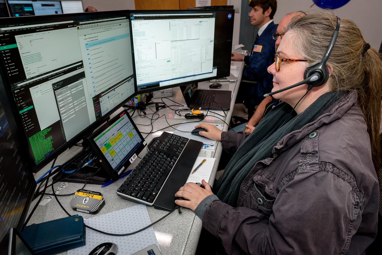 Sybil Adams during the Volatiles Investigating Polar Exploration Rover (VIPER) vehicle operational readiness test in the Multi-Mission Operations Center (MMOC), N240A.