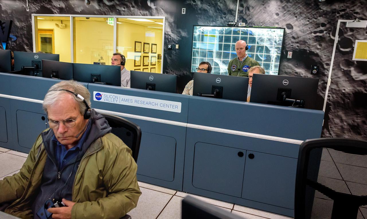 Rick Elphic during the Volatiles Investigating Polar Exploration Rover (VIPER) vehicle operational readiness test in the Multi-Mission Operations Center (MMOC), N240A.