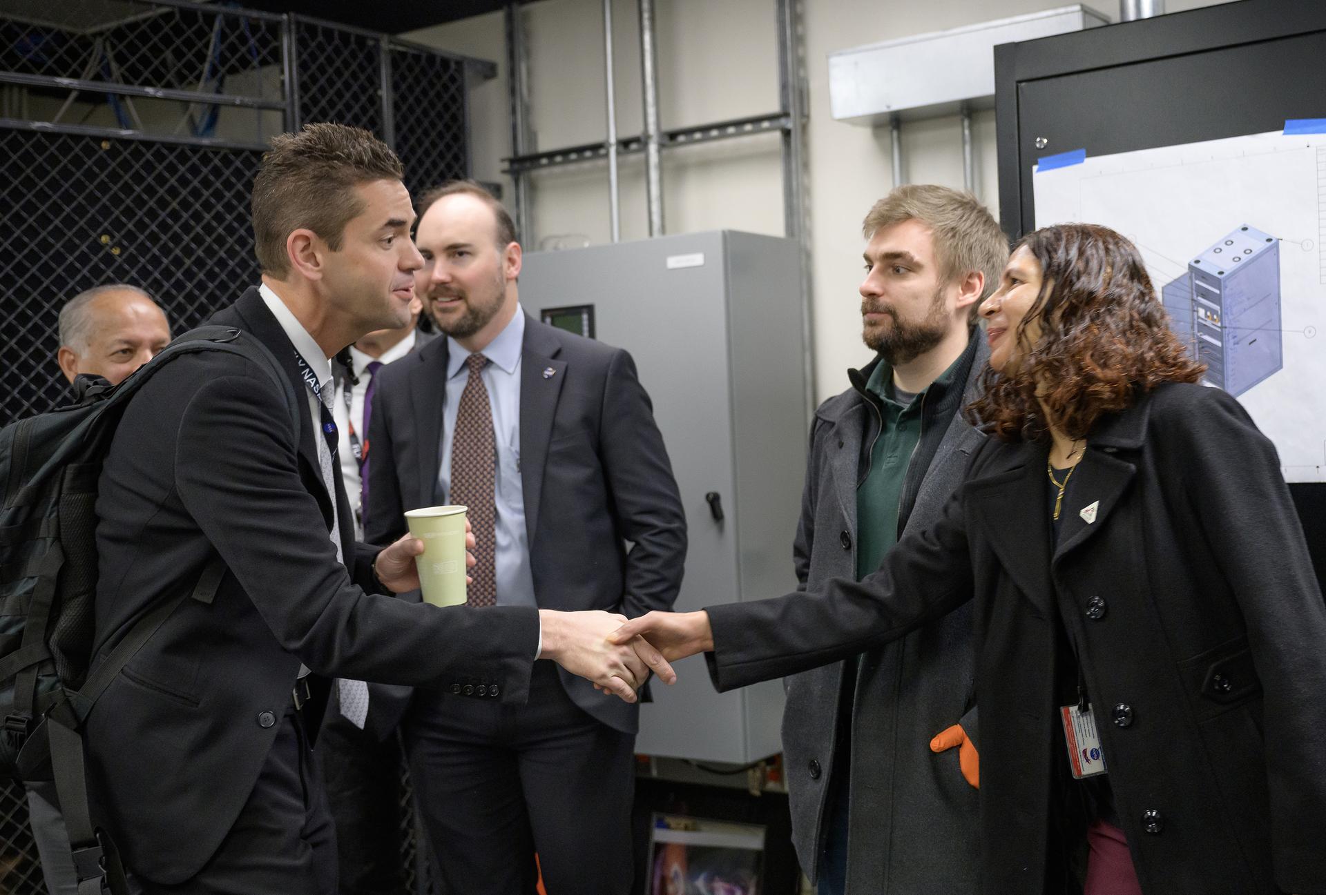 NASA Administrator Jared Isaacman visits the Arc Jet facility in N238.