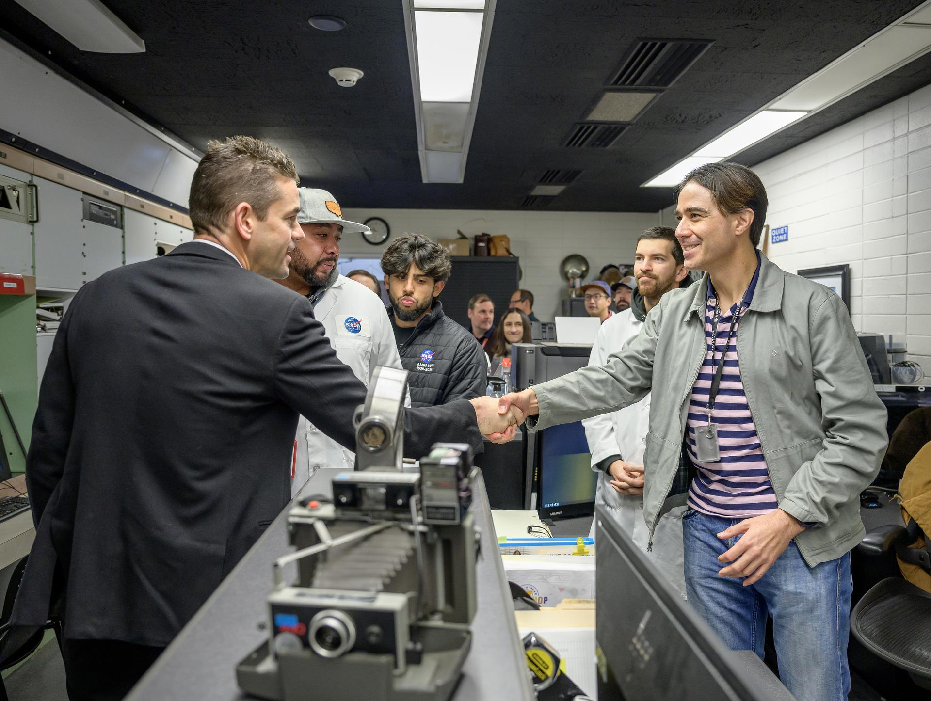 NASA Administrator Jared Isaacman visits the Arc Jet facility in N238.