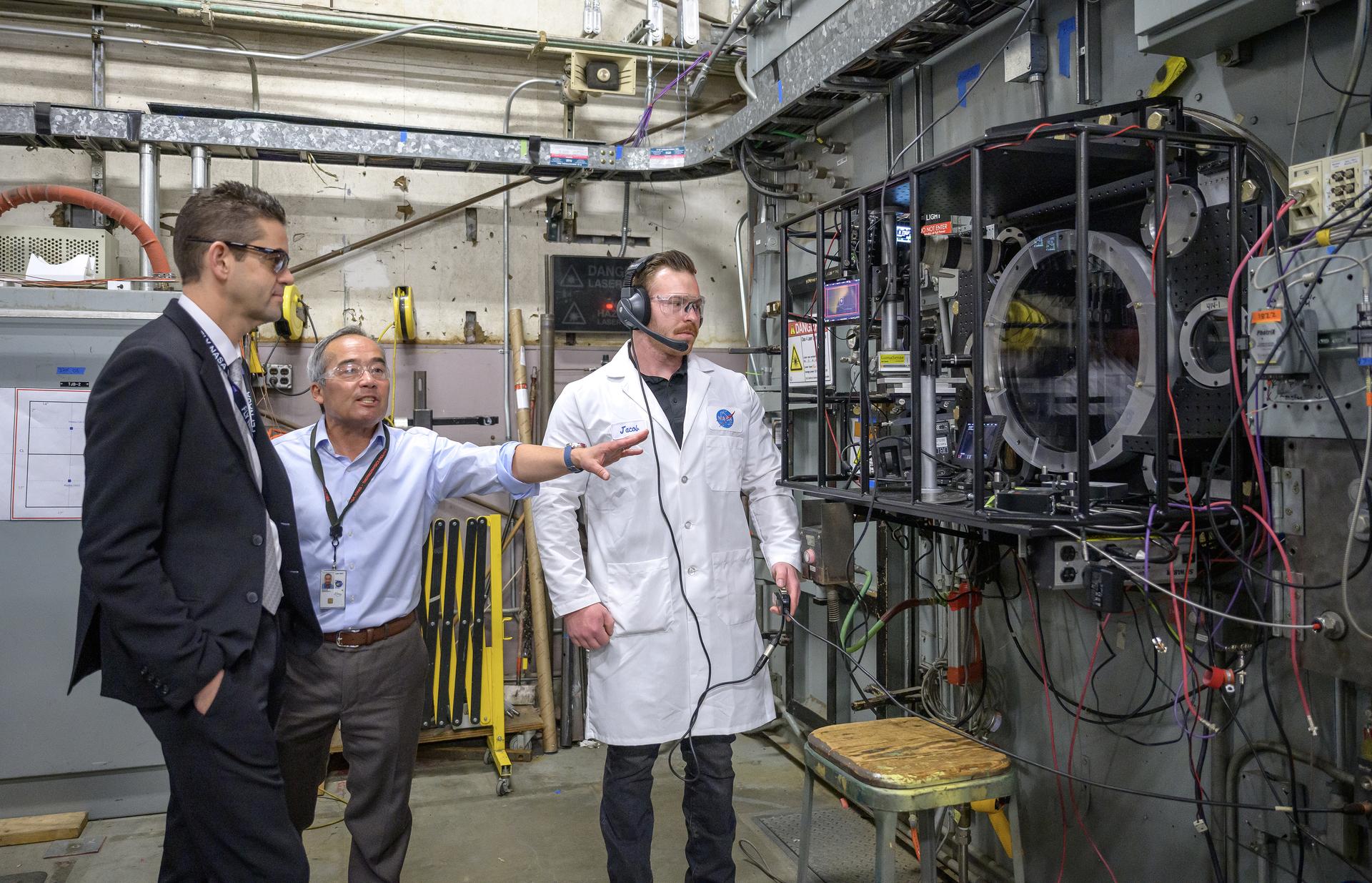 NASA Administrator Jared Isaacman visits the Arc Jet facility in N238.