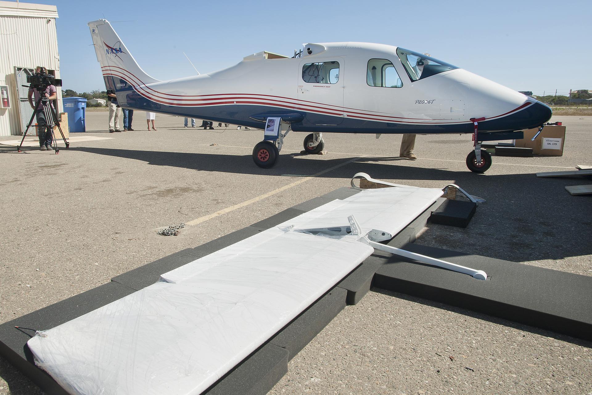 Preparations are underway to inspect, weigh and balance the Tecnam fuselage before it heads to Mojave, California, for wing integration.