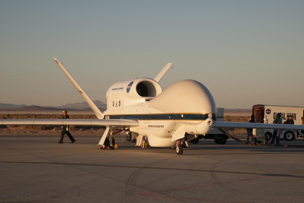 NASA’s Global Hawk aircraft was deployed to Florida from Armstrong Flight Research Center at Edwards, CA. on Oct. 6 to monitor and take scientific measurements of Hurricane Matthew.  The unmanned Global Hawk will gather scientific data in support of NOAA’s Sensing Hazards with Operational Unmanned Technology (SHOUT) mission.